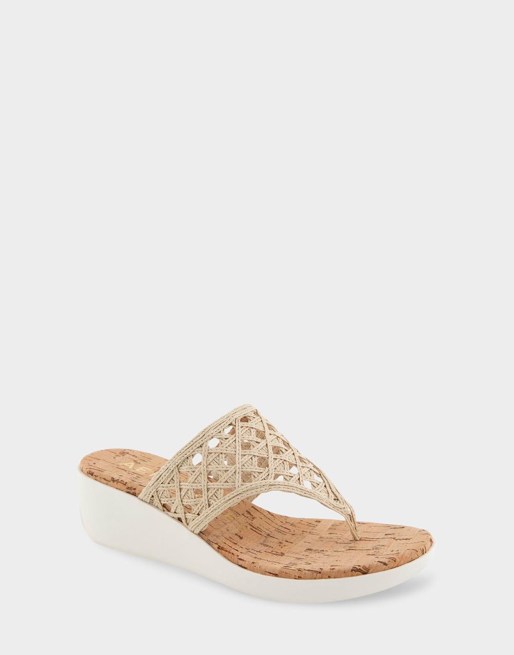 Aerosoles Comfortable Women's Wedge Sandals In Natural Raffia Raffia Fabric