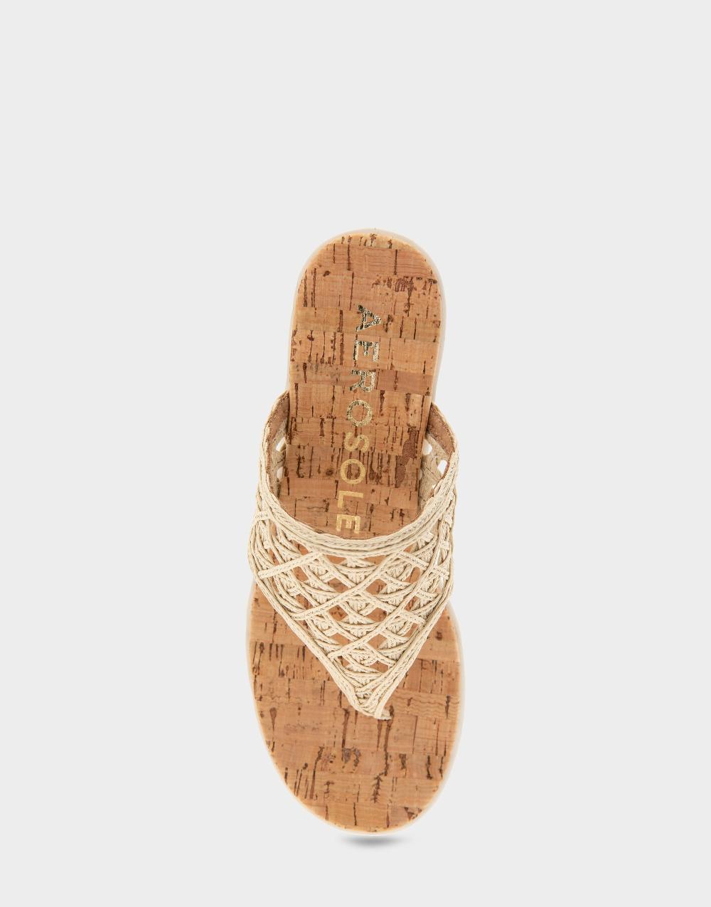 Aerosoles Comfortable Women's Wedge Sandals In Natural Raffia Raffia Fabric