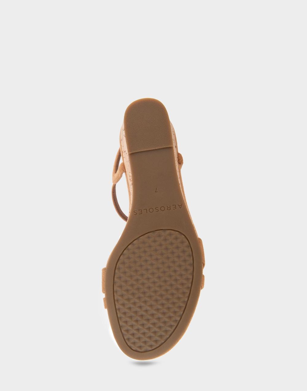 Aerosoles Comfortable Women's Wedge Sandals In Tan Faux Suede