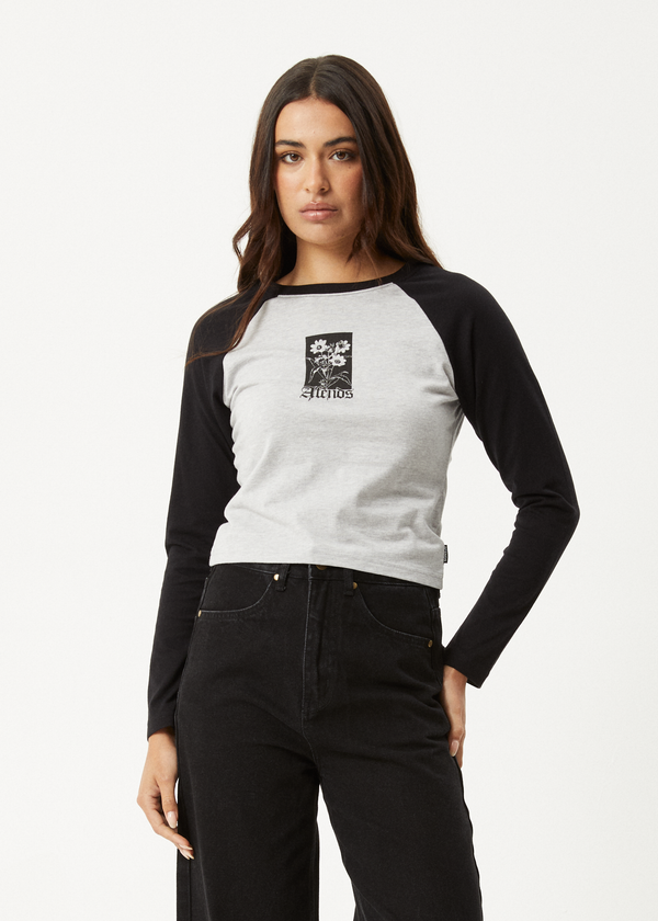 Afends Adele - Long Sleeve Raglan Tee Black / Grey Marle