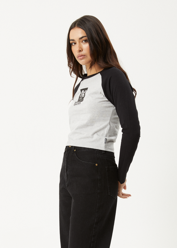 Afends Adele - Long Sleeve Raglan Tee Black / Grey Marle