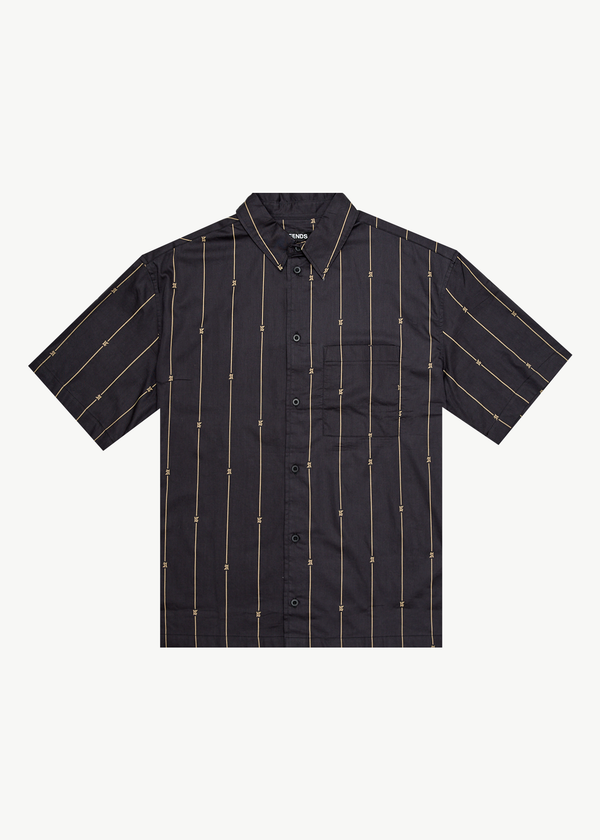 afends A Stripe - Short Sleeve Shirt Black