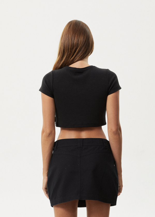 Afends Abbie - Rib Cropped Tee Black