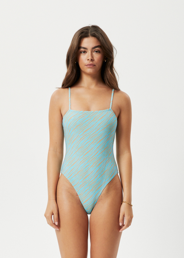 afends Adi - One Piece Swimsuit Blue Stripe