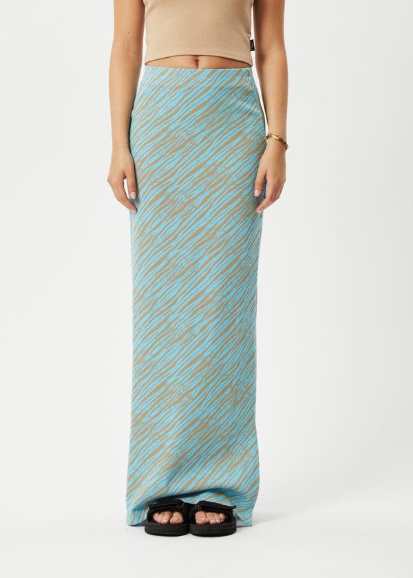 Afends Adi - Rib Maxi Skirt Blue Stripe