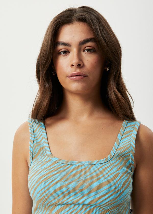 Afends Adi - Rib Sleeveless Top Blue Stripe