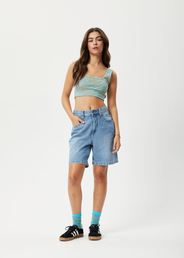 Afends Adi - Rib Sleeveless Top Blue Stripe