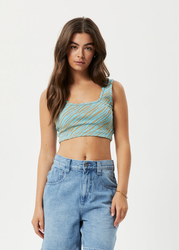 afends Adi - Rib Sleeveless Top Blue Stripe