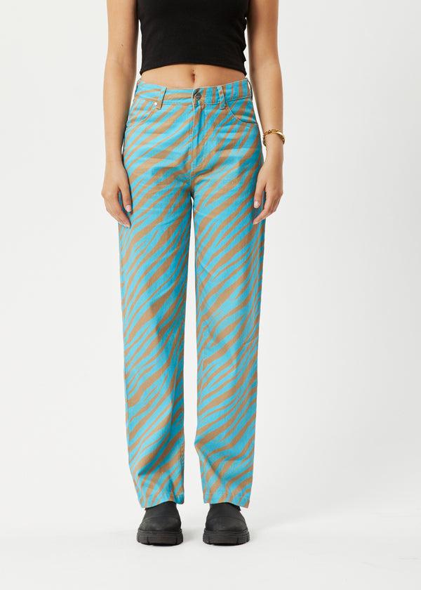 Afends Adi Shelby - Wide Leg Pant Blue Stripe