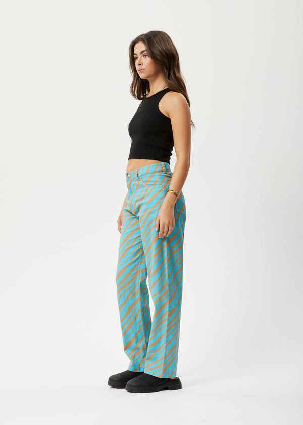 Afends Adi Shelby - Wide Leg Pant Blue Stripe