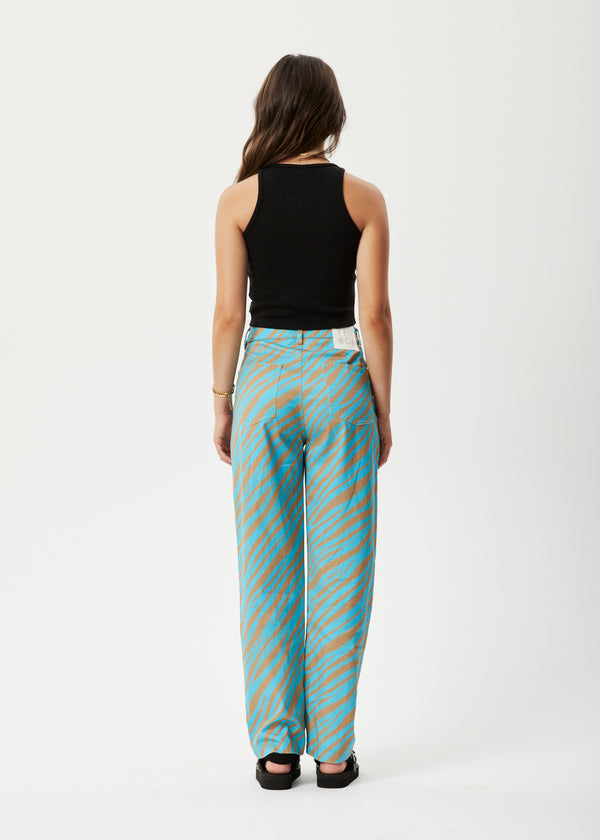 Afends Adi Shelby - Wide Leg Pant Blue Stripe