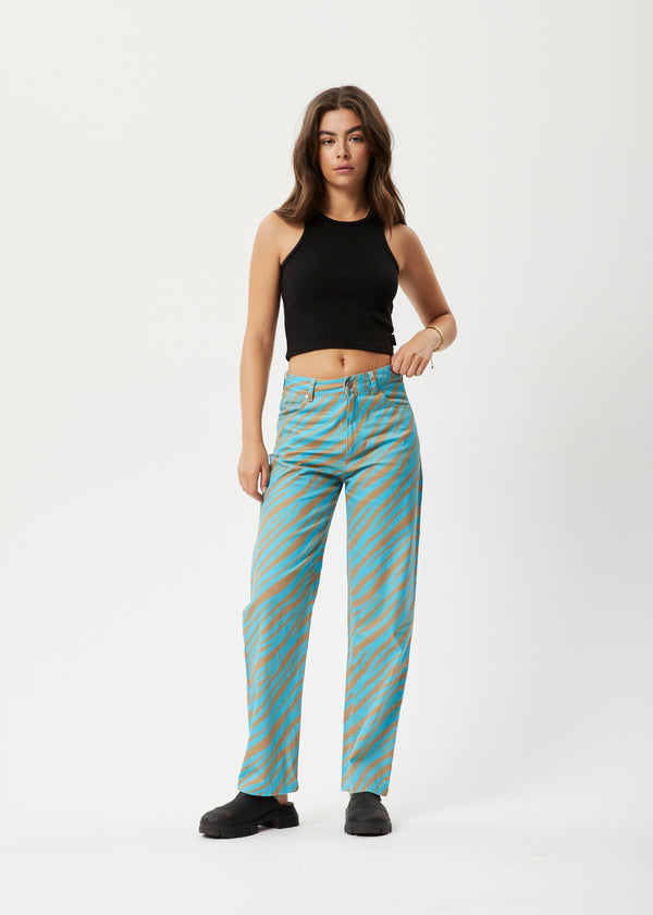 afends Adi Shelby - Wide Leg Pant Blue Stripe