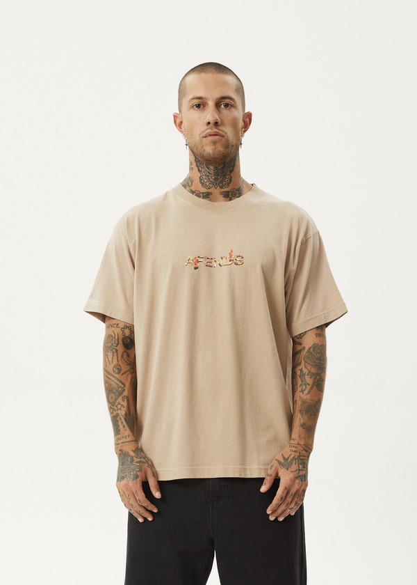 Afends Age Old - Boxy Tee Taupe
