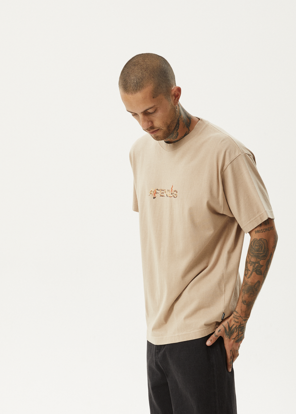 Afends Age Old - Boxy Tee Taupe
