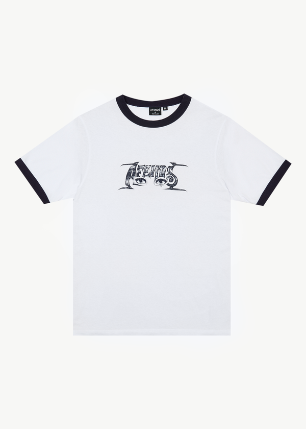 afends All Eyez - Ringer Tee White / Deep Sea