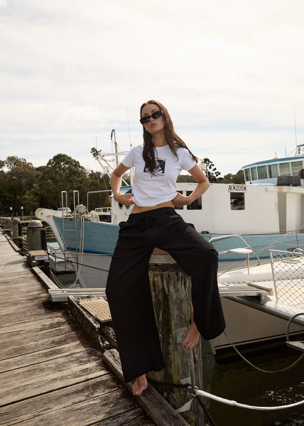 Afends Amaya - Wide Leg Pant Black