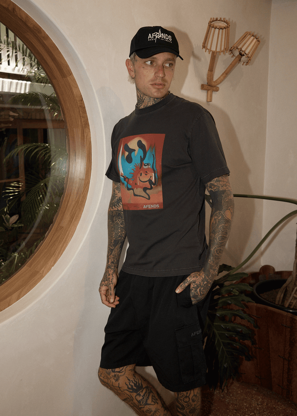 Afends Apocalypso - Retro Tee Stone Black