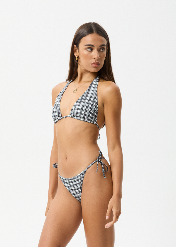 Afends Asher - Check Bikini Top Black Check