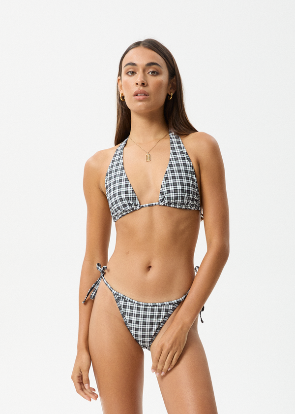 afends Asher - Check Bikini Top Black Check