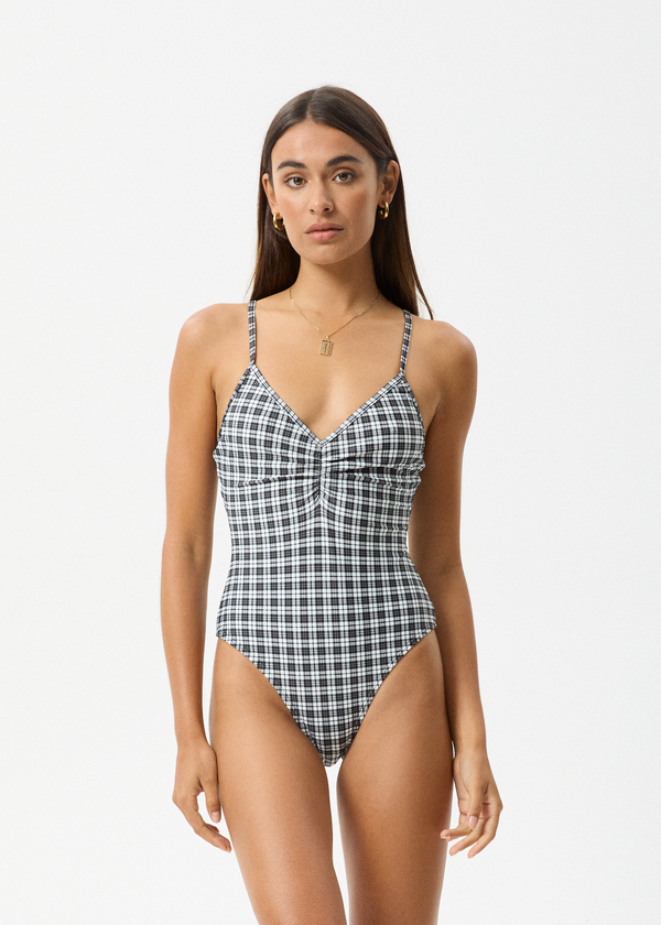 afends Asher - Check One Piece Black Check