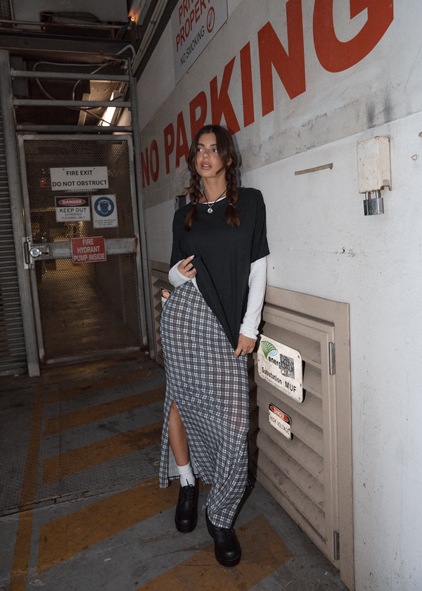 Afends Asher - Sheer Maxi Skirt Black