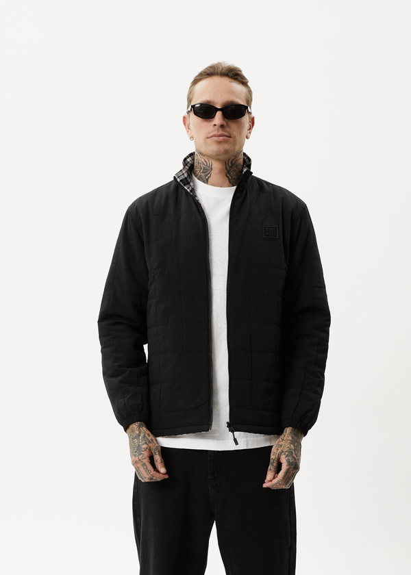 Afends Asta - Check Reversible Jacket Black