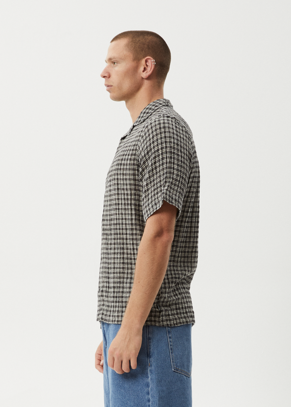 Afends Asta - Seersucker Regular Shirt Steel Check