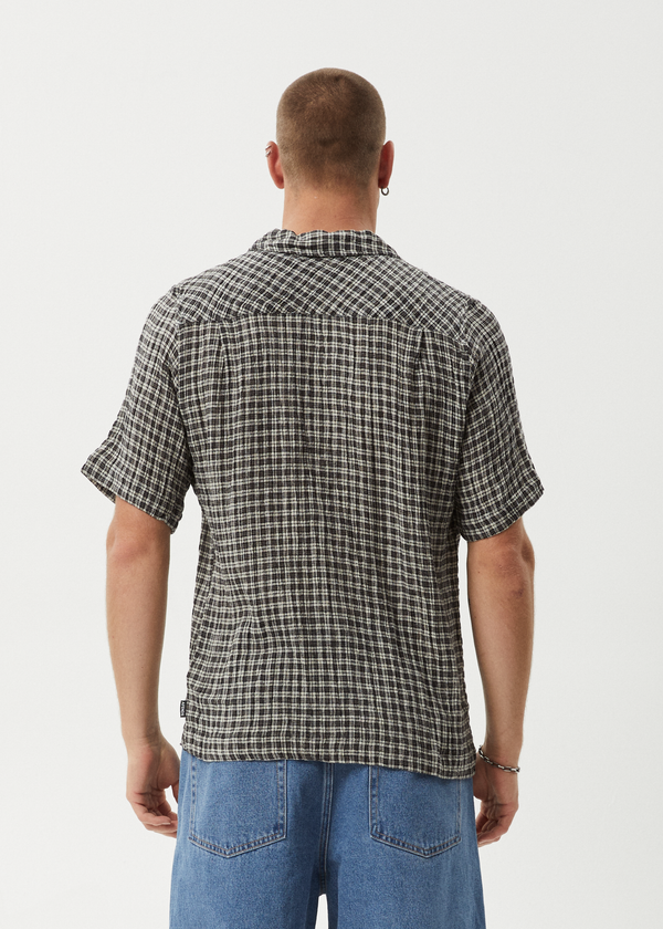 Afends Asta - Seersucker Regular Shirt Steel Check