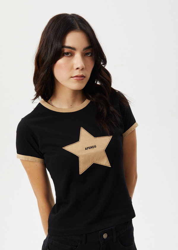 Afends Aster - Baby Tee Black