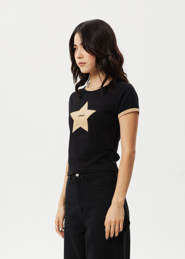 Afends Aster - Baby Tee Black