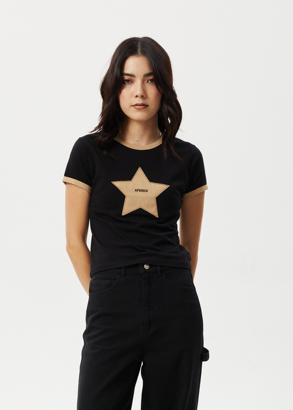afends Aster - Baby Tee Black