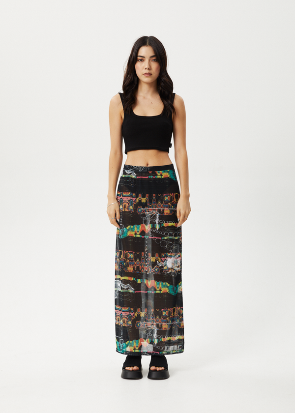 Afends Astral - Sheer Maxi Skirt Black