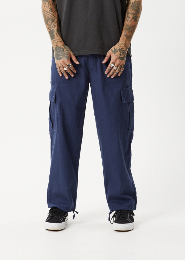 Afends Atlas - Herringbone Cargo Pant Navy