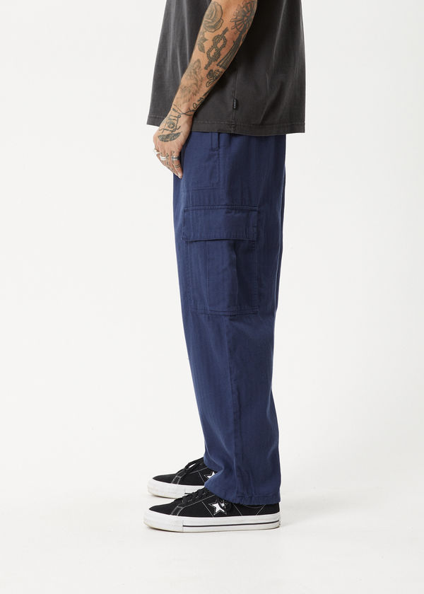 Afends Atlas - Herringbone Cargo Pant Navy