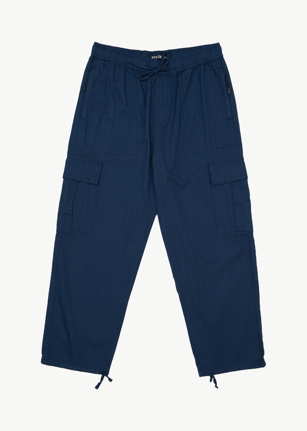 afends Atlas - Herringbone Cargo Pant Navy