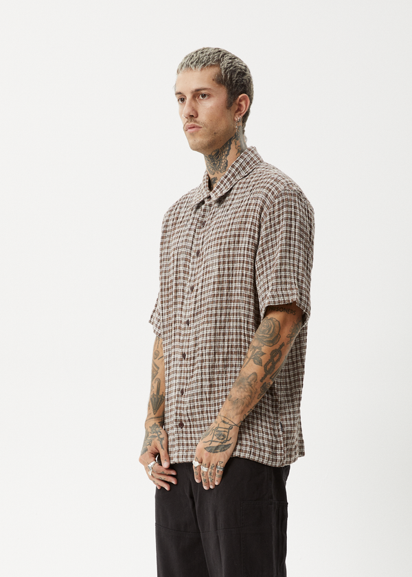 Afends Base - Short Sleeve Shirt Coffee Check