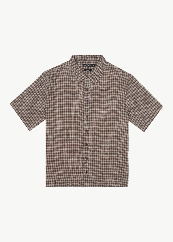 afends Base - Short Sleeve Shirt Coffee Check