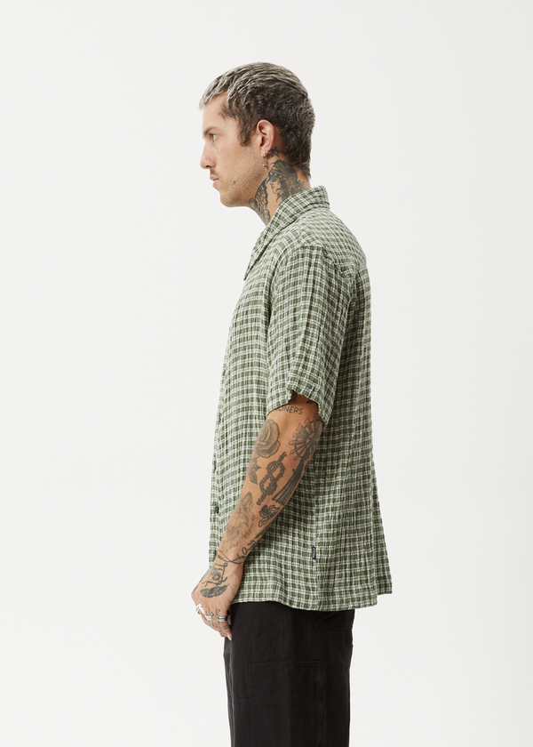 Afends Base - Short Sleeve Shirt Deep Green Check