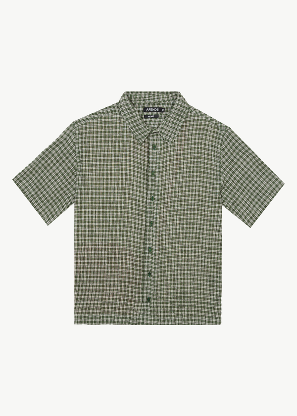afends Base - Short Sleeve Shirt Deep Green Check