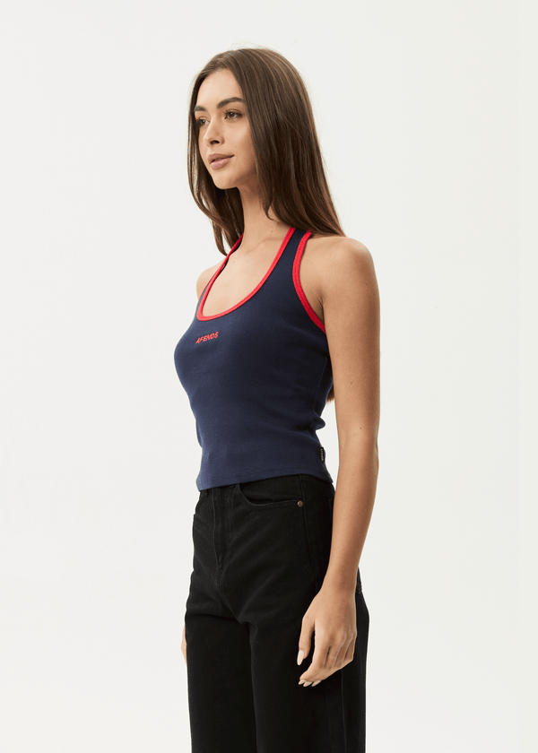 Afends Basis - Rib Halter Navy / Tomato