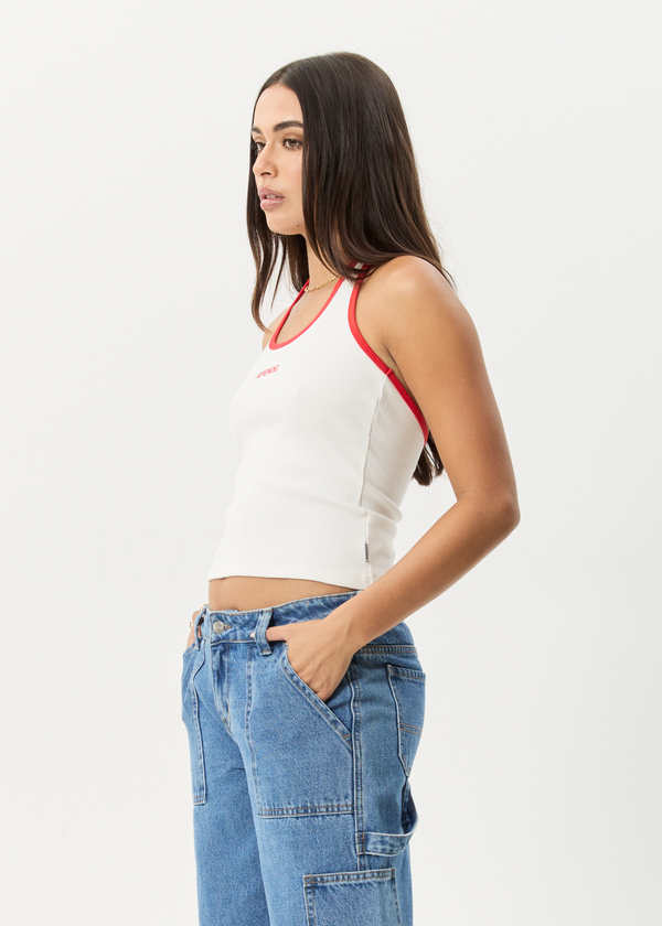 Afends Basis - Rib Halter White / Tomato