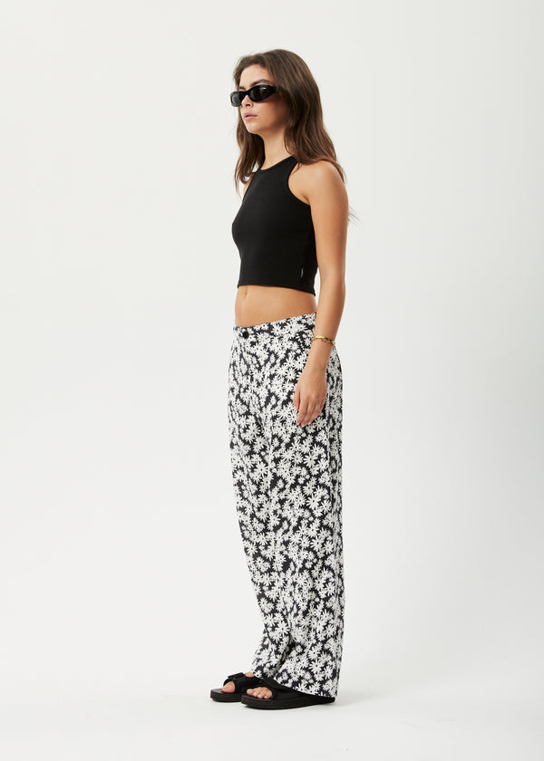 Afends Benny Sienna - Wide Leg Pant Black Daisy