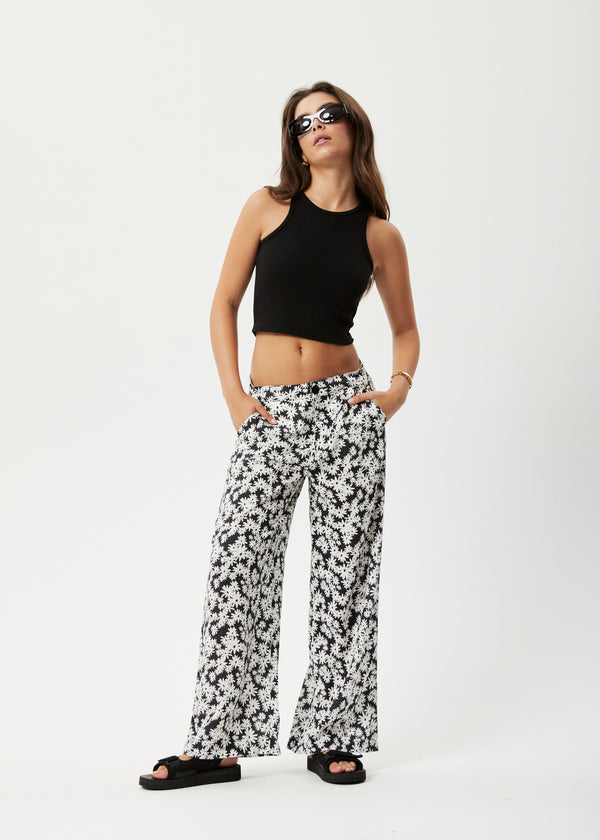 afends Benny Sienna - Wide Leg Pant Black Daisy