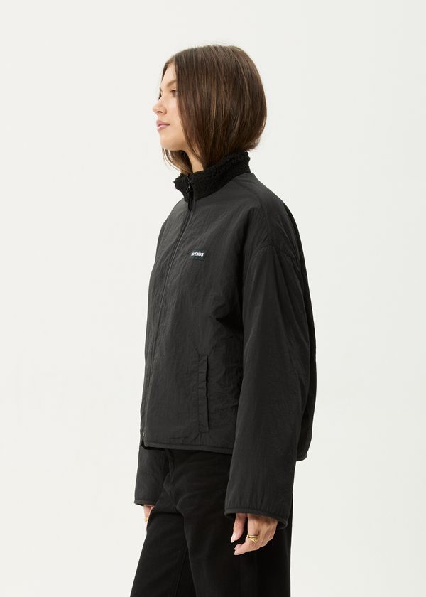 Afends Berlin - Reversible Polar Fleece Jacket Black