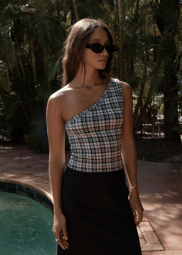 Afends Blair - One Shoulder Top Black / White