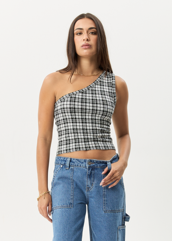 afends Blair - One Shoulder Top Black / White