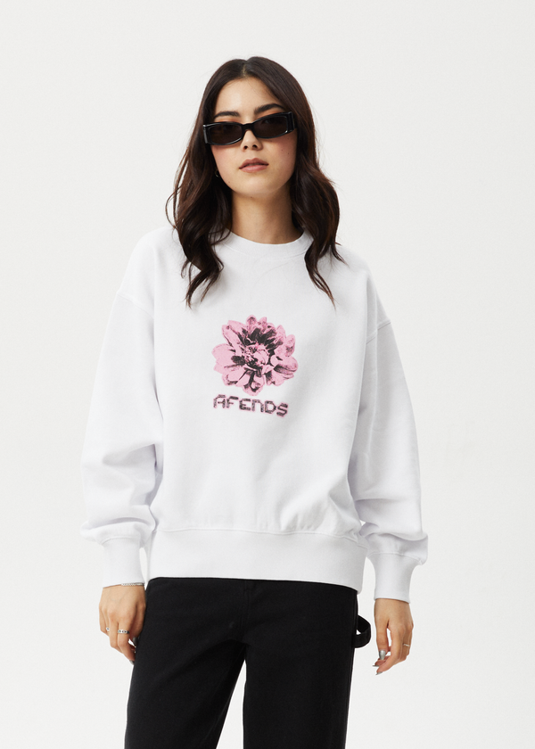 Afends Bloom - Crew Neck Jumper White