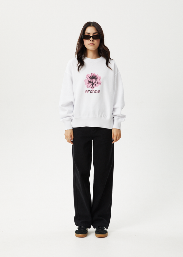 Afends Bloom - Crew Neck Jumper White