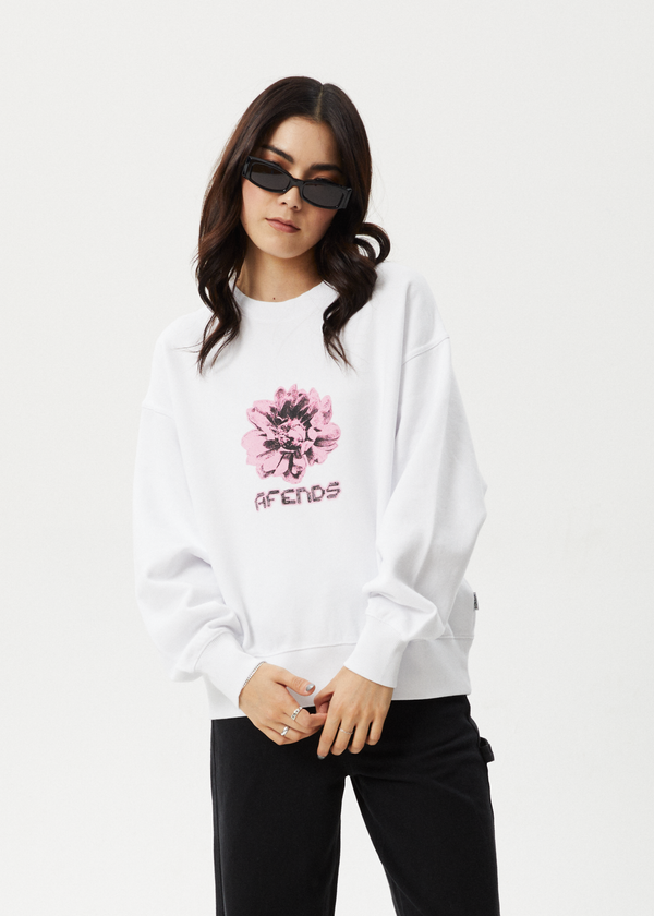 afends Bloom - Crew Neck Jumper White