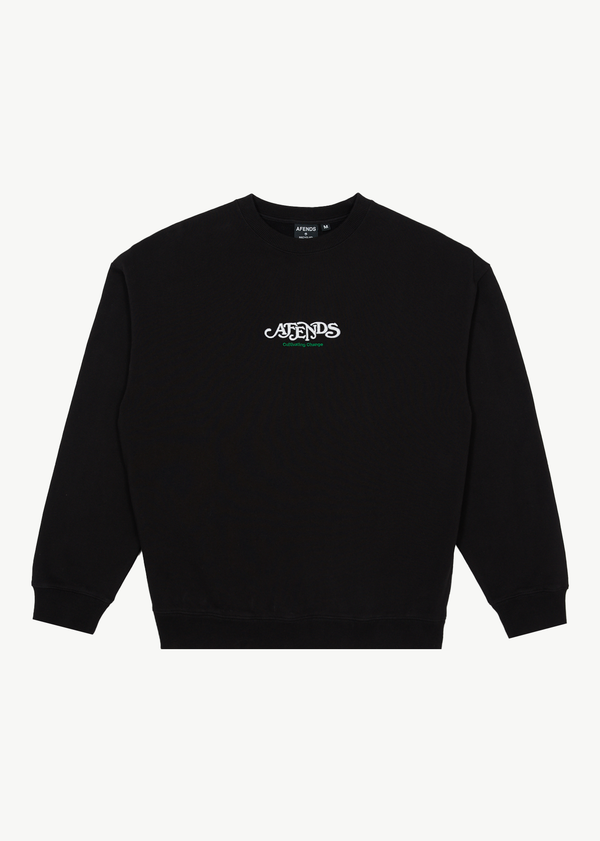 afends Break Through - Crew Neck Jumper Black